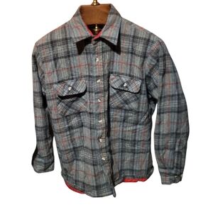 St Johns Bay Mens Plaid Quilt Lined Flannel Shacket Jacket Sz Large Runs Small